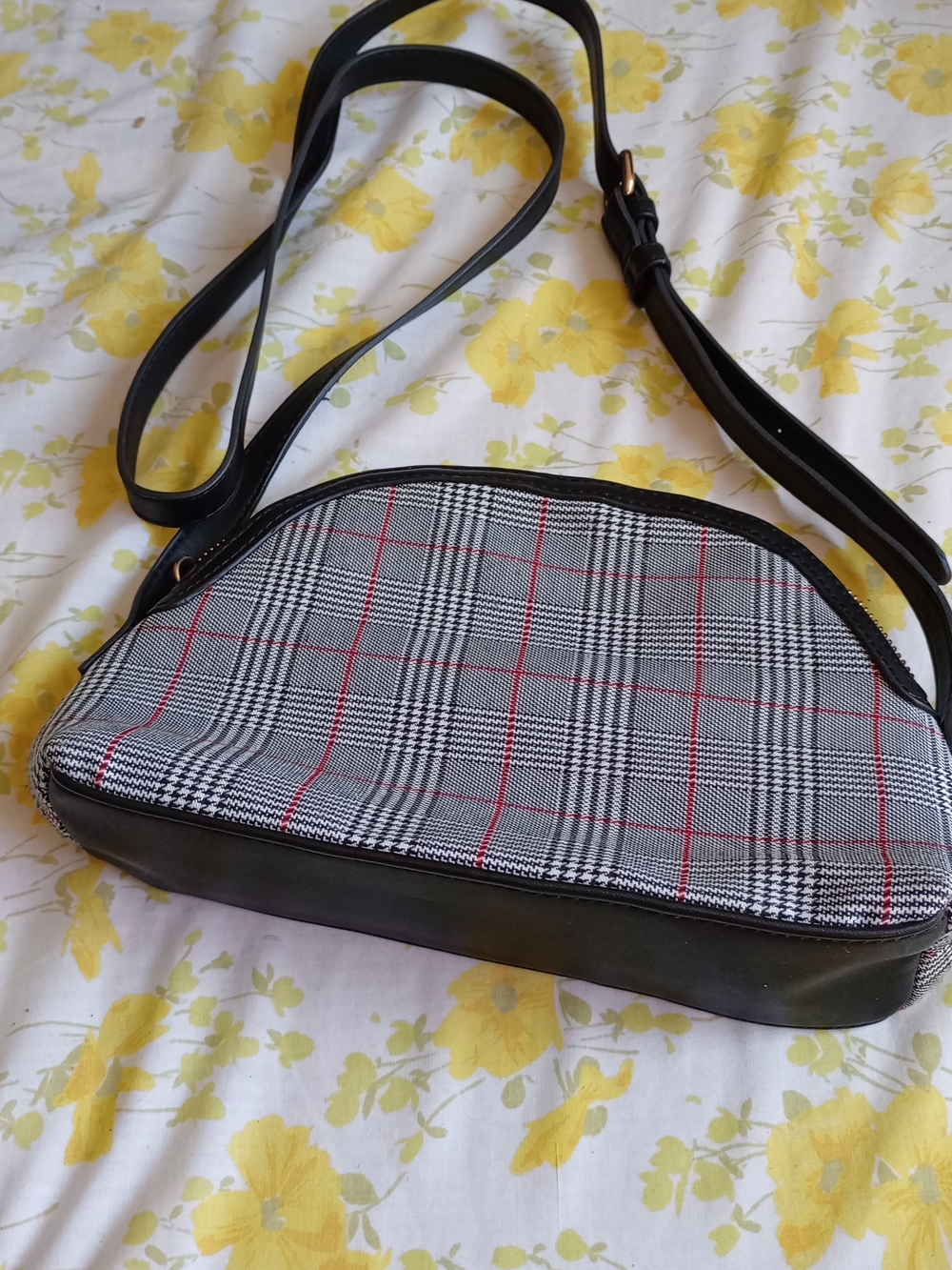 Plaid Crossbody Shoulder Bag with Black Trim By Forever 21